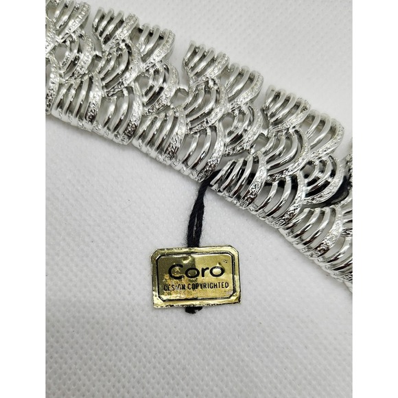 Vintage Signed Coro Pegasus Silver-tone Modernist Link Bracelet New with Tag NOS - Picture 4 of 8